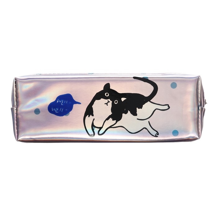 Пенал школьный, на молнии голографический Пенал школьный, на молнии голографический "Кот Серый"