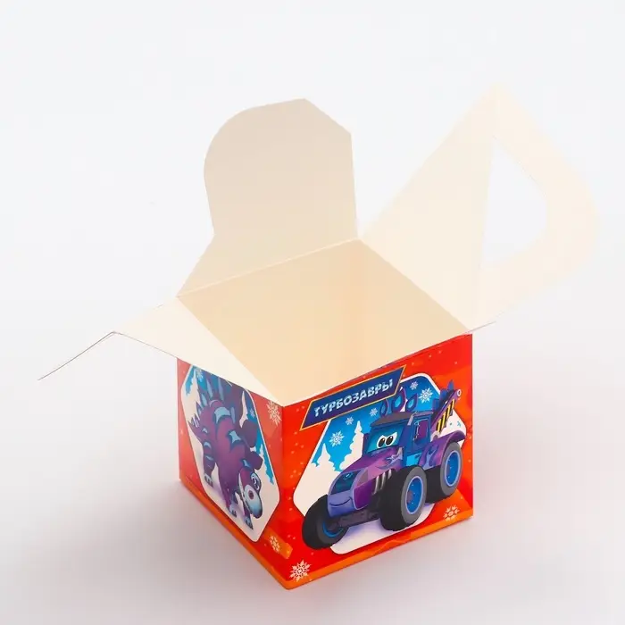 Подарочная новогодняя коробка «Турбозавры», Кубик большой, 12×12×12 см