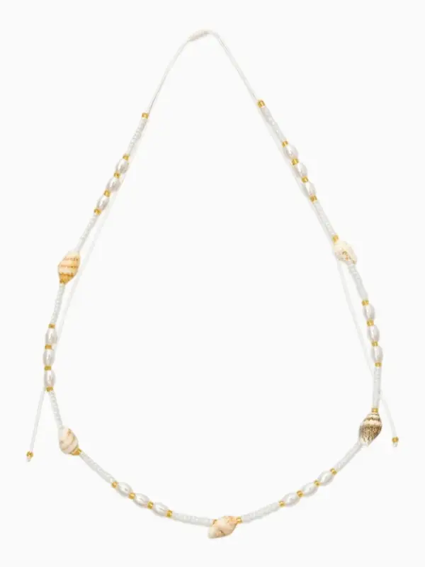Чокер "Морской мир" ракушка, жемчуг, цвет белый в золоте