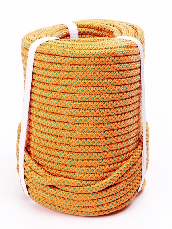 Веревка страховочно-спасательная  Веревка страховочно-спасательная "Climb" 32 прядная, зелено-оранжевая, d= 8 мм, 50 м