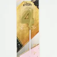 Свеча для торта, цифра &laquo;4&raquo;, 11.5&times;2.3 см
