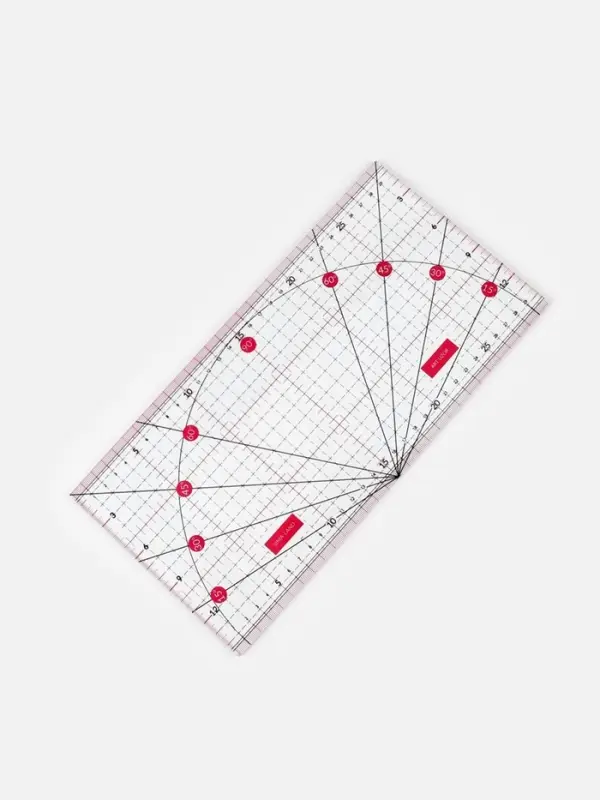 Линейка для квилтинга и пэчворка, с транспортиром, 30&times;15 см, розовая