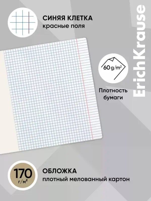 Тетрадь 24 листа в клетку ErichKrause Stay Wild, 60 г/м&sup2;, обложка мелованный картон, МИКС