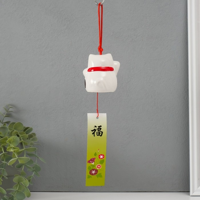 Сувенир керамика колокольчик Сувенир керамика колокольчик "Манэки-нэко" белый 6х6,5х5,5 см