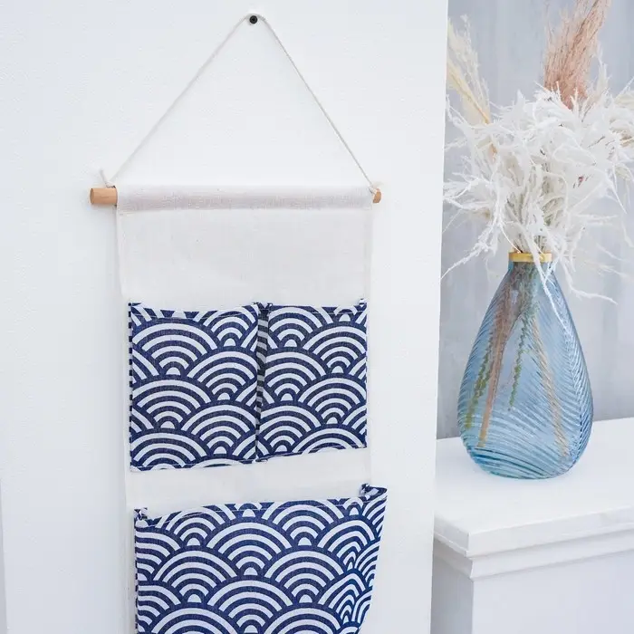 Органайзер с карманами подвесной «Волна», 3 отделения, 47×25 см, цвет синий Органайзер с карманами подвесной «Волна», 3 отделения, 47×25 см, цвет синий