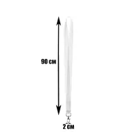 Лента для бейджа ширина-20 мм, длина-90 см с металлическим карабином, белая