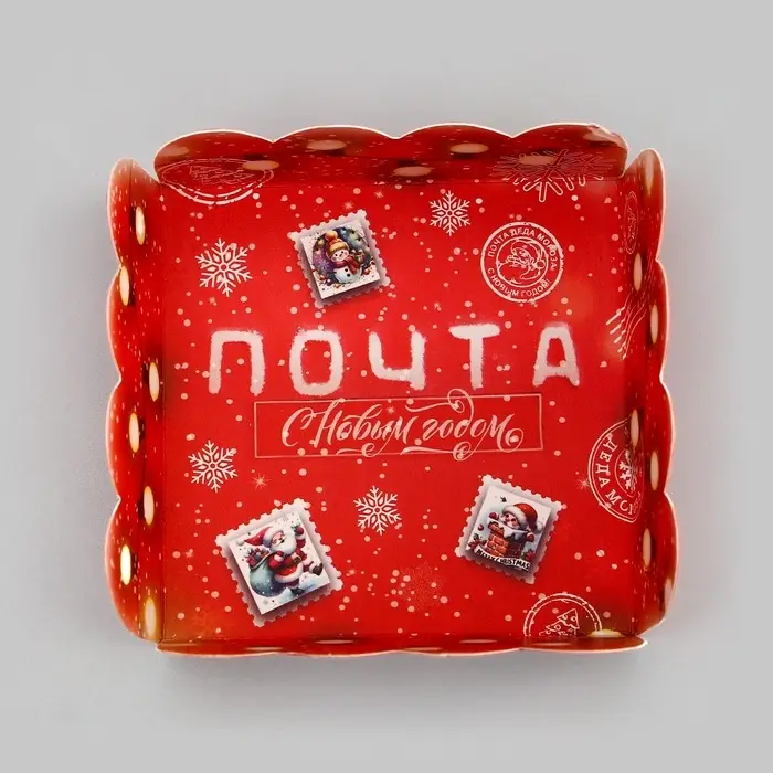 Коробка для печенья, «Новогодняя почта», 7×7×3 см, Новый год Коробка для печенья, «Новогодняя почта», 7×7×3 см, Новый год