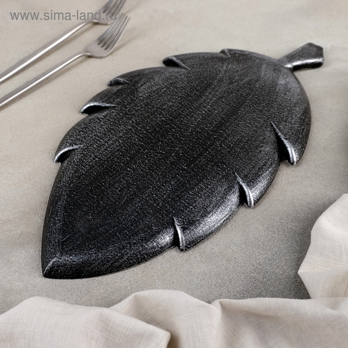 Блюдо для фруктов Доляна «Винтажный лист», 38×20,5×1,5 см, цвет серый Блюдо для фруктов Доляна «Винтажный лист», 38×20,5×1,5 см, цвет серый