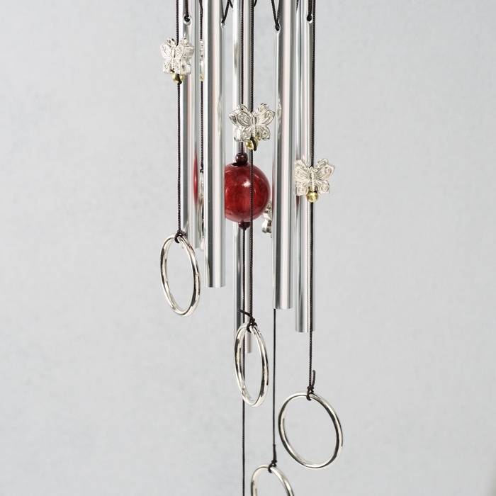 Музыка ветра металл Музыка ветра металл "Кольца с бабочками" 5 трубок 68 см