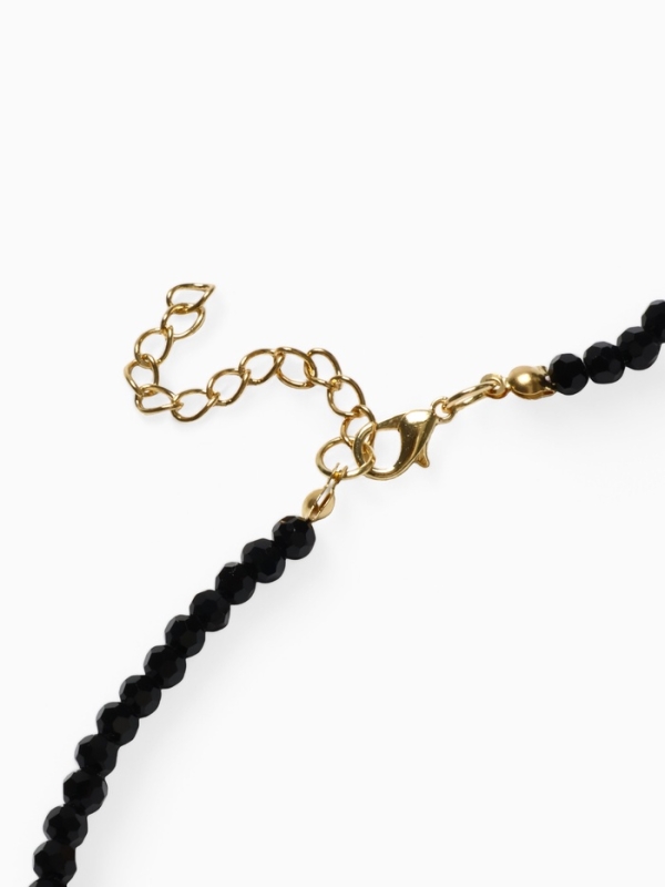 Бусы «Бисер» бусина №8, чёрно-белый в золоте, 40 см