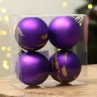 Шары ёлочные &laquo;С Новым годом!&raquo;, пластик, d=6, 4 шт., фиолетовые