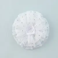 Бант для волос на резинке &laquo;Школьница&raquo;, волнушка роза полоски, d=11 см, белый