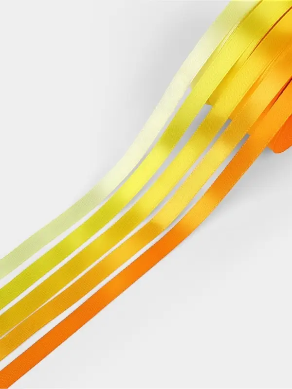 Атласная лента, набор 5 шт., 10 мм, 23&plusmn;1 м, жёлтый, оранжевый