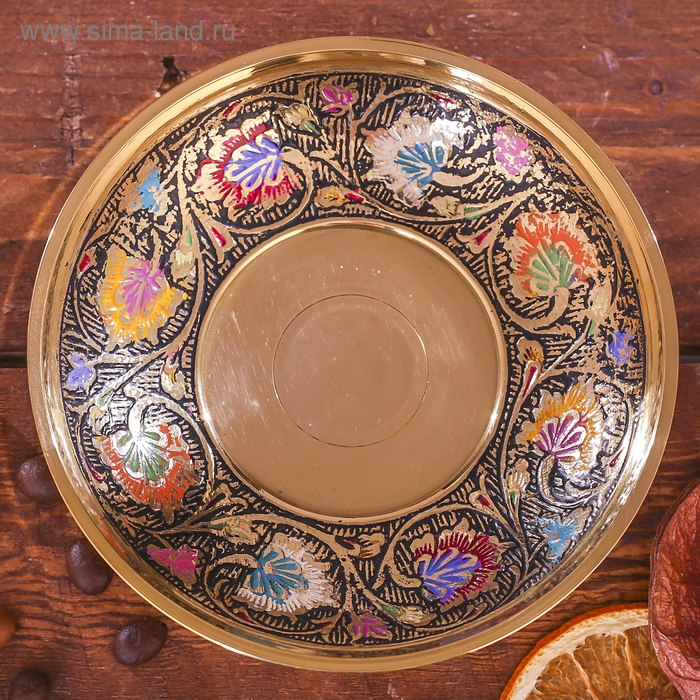 Чайная пара латунь  Чайная пара латунь "Цветы" 11х11х6 см