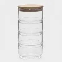 Банки для сыпучих BellaTenero &laquo;Эко&raquo;, 300 мл, 10.2&times;21.5 см, с бамбуковой крышкой, набор 4 шт., стекло, прозрачные