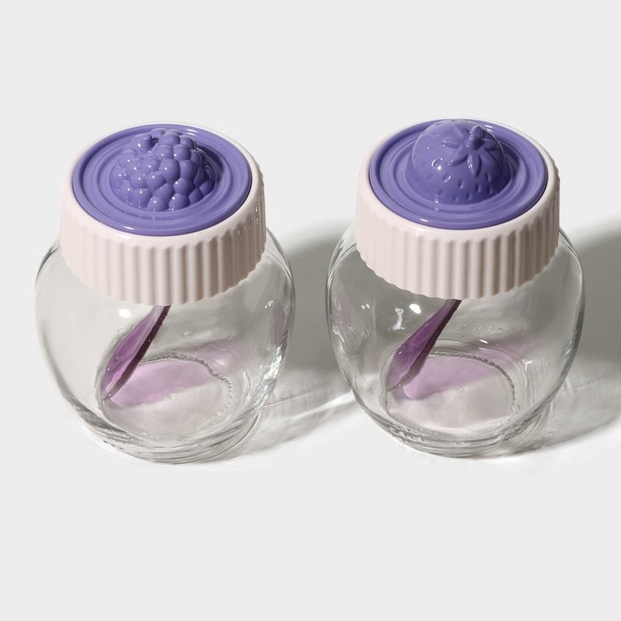 Банка стеклянная для сыпучих продуктов Renga Strawberry , 210 мл, с крышкой и ложкой, крышка МИКС Банка стеклянная для сыпучих продуктов Renga Strawberry , 210 мл, с крышкой и ложкой, крышка МИКС