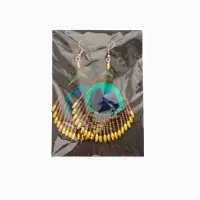 Серьги "Павлин" 5х8 см, цв. жёлтый Серьги "Павлин" 5х8 см, цв. жёлтый