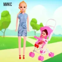 Кукла-модель &laquo;Мама с дочкой&raquo; с коляской, МИКС