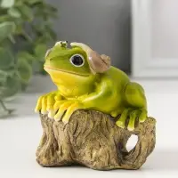Сувенир полистоун "Лягушонок на коряге с улитками на ушах" 9,5 см