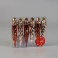 Ёлочные игрушки набор 6 шт. &laquo;Сосулька верхушка блеск&raquo;, 13&times;3 см, золото/коричневый