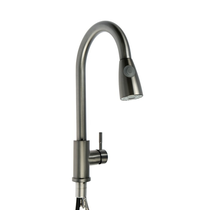 Смеситель для кухни ZEIN Z4961, нержавеющая сталь, с выдвижной лейкой, 2 режима, серый Смеситель для кухни ZEIN Z4961, нержавеющая сталь, с выдвижной лейкой, 2 режима, серый