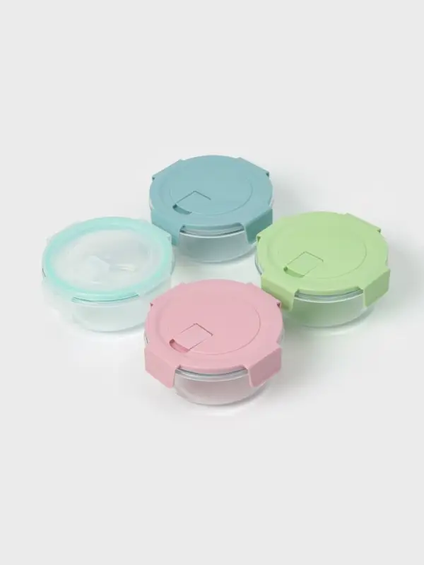 Контейнер для хранения продуктов Доляна Cook and Freeze, 370 мл, 13.5&times;6 см, с крышкой, жаропрочное стекло, МИКС