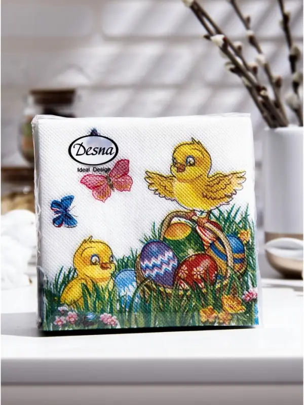Салфетки пасхальные бумажные &laquo;Цыплята&raquo;, 1 слой, 24х24 см, 40 шт