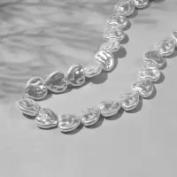 Бусины пластиковые на нити &laquo;Жемчуг&raquo;, 1.4&times;1.4&times;0.6 см, набор 90 шт., цвет белый