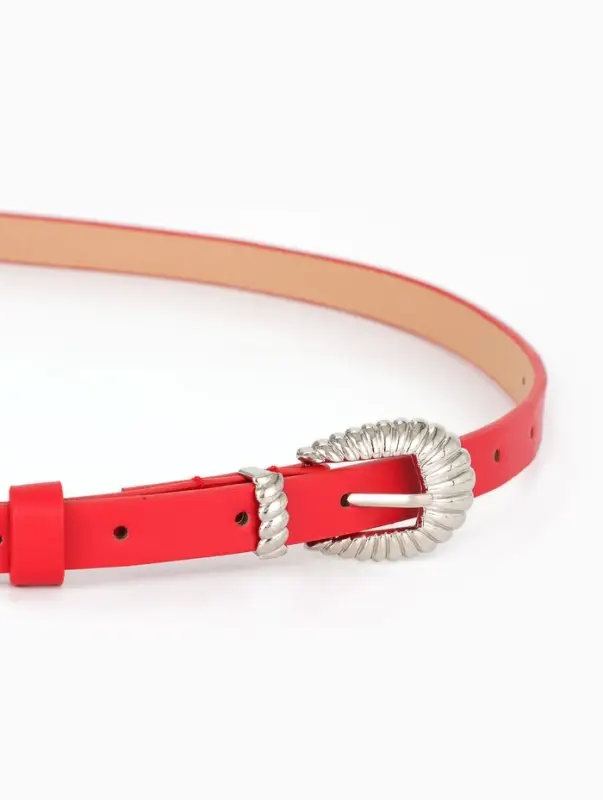 Ремень женский, без винта, 1.5&times;110 см, 1 прокол, пряжка серебро, красный