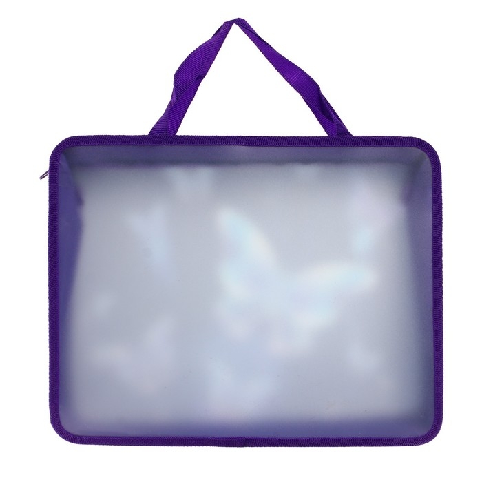 Папка с ручками А4, 330 х 260 х 75 мм, пластиковая, ручки-тесьма, Calligrata Папка с ручками А4, 330 х 260 х 75 мм, пластиковая, ручки-тесьма, Calligrata "Бабочки"