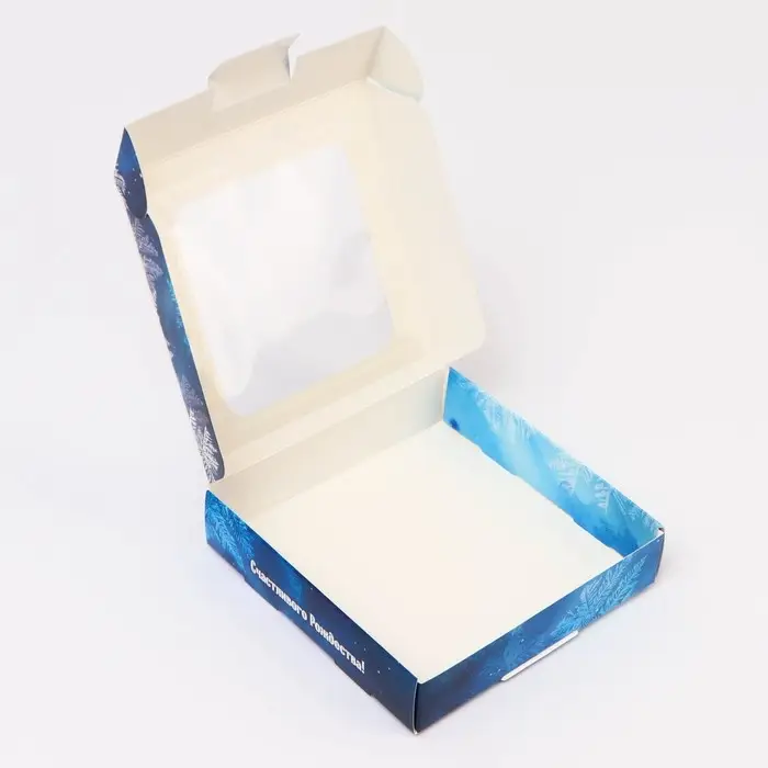 Подарочная коробка сборная с окном «Зимушка», 13×13×3 см Подарочная коробка сборная с окном «Зимушка», 13×13×3 см