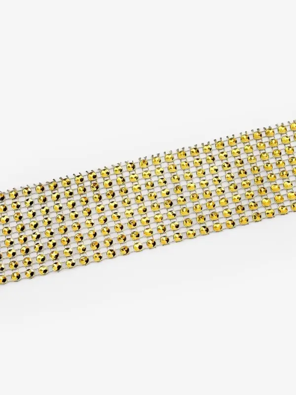 Лента с имитацией страз, 4 см, 9&plusmn;1 м, цвет золотой