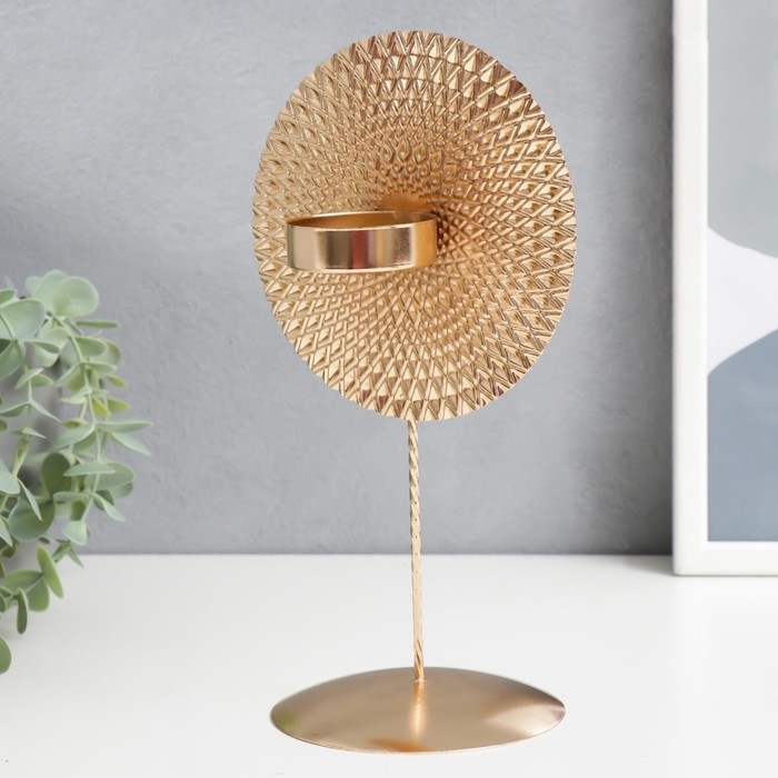 Подсвечник металл на 1 свечу Подсвечник металл на 1 свечу "Этнический круг" золото 25,5х13,5х11 см