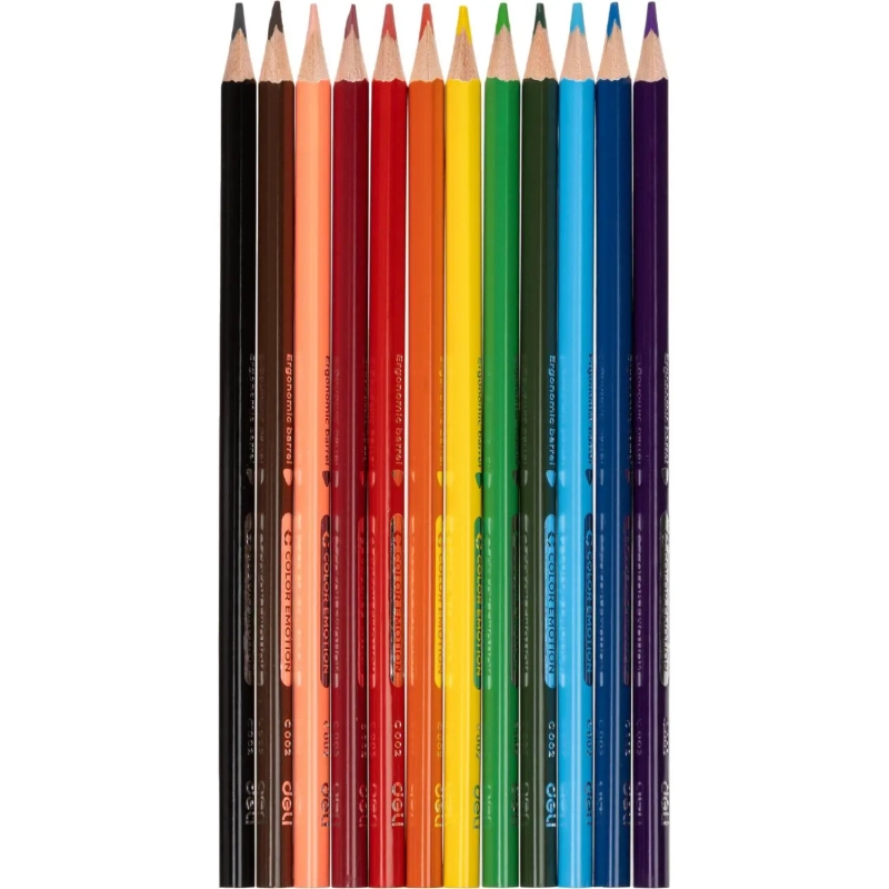Карандаши цветные Deli Color Emotion EC00200 3-гран. липа 12цв/наб