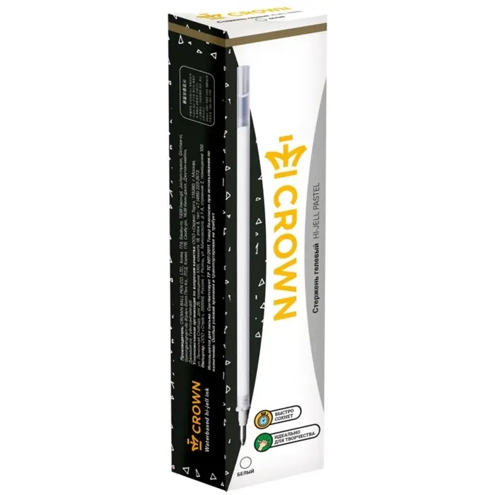 Стержень гелевый Crown. Hi-Jell Pastel, белые чернила, 138 мм, диаметр пишущего узла 0.8 мм