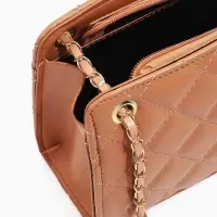 Сумка-клатч на молнии, на длинной цепочке, со стёжкой, бежевая