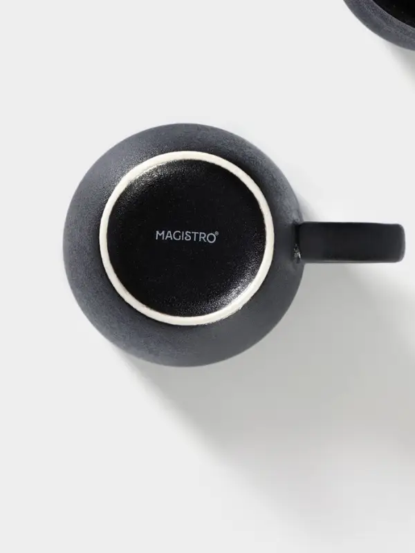 Кружки Magistro Carbon, набор 2 шт., 380 мл, фарфор, чёрная