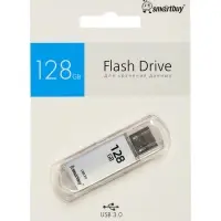 Флешка Smartbuy V-Cut, 128 ГБ, USB 3.0, чтение до 75 Мб/с, запись до 25 Мб/с, серая