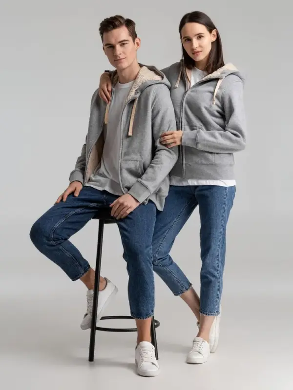 Толстовка унисекс на молнии Sherpa 280, серый меланж, размер XS Толстовка унисекс на молнии Sherpa 280, серый меланж, размер XS