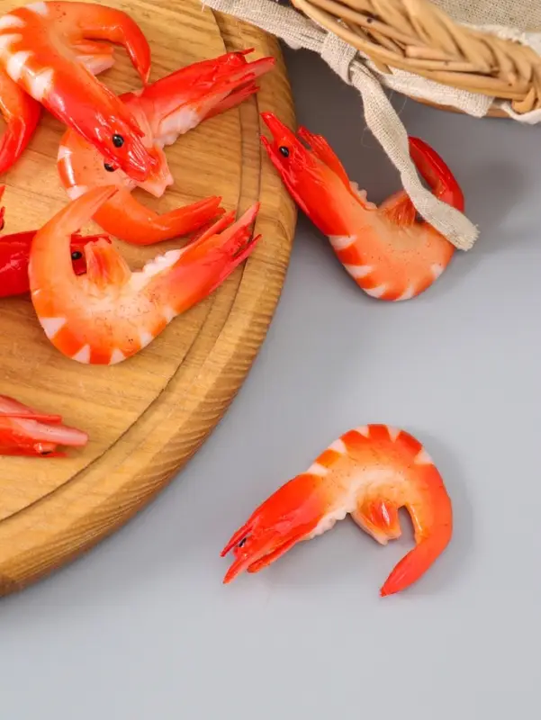 Муляж "Креветка" (фасовка по 10 шт) 7,5 см, красно-розовый