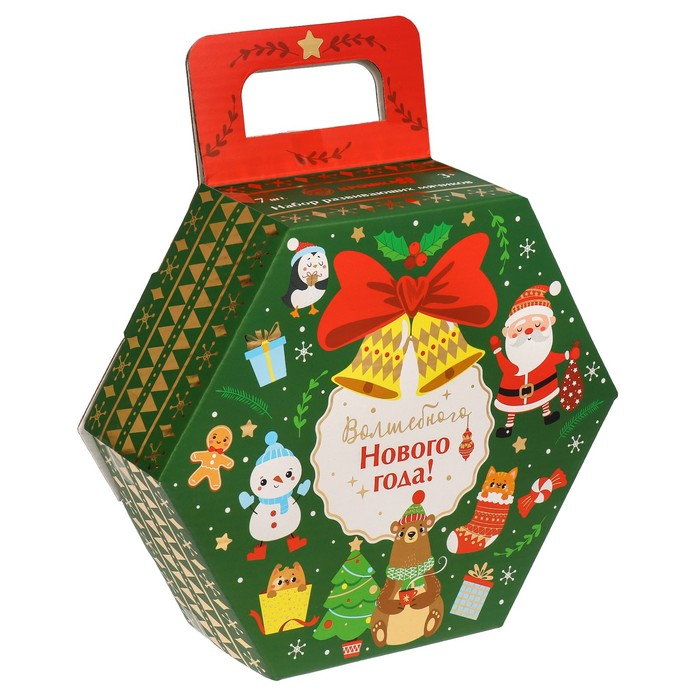 Подарочный набор развивающих тактильных мячиков «Новогодний подарок», 7 шт., новогодняя подарочная упаковка, Крошка Я Подарочный набор развивающих тактильных мячиков «Новогодний подарок», 7 шт., новогодняя подарочная упаковка, Крошка Я