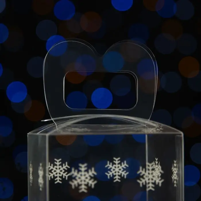 Коробка подарочная новогодняя складная ПВХ «Снежинки» 12×7×7 см Коробка подарочная новогодняя складная ПВХ «Снежинки» 12×7×7 см