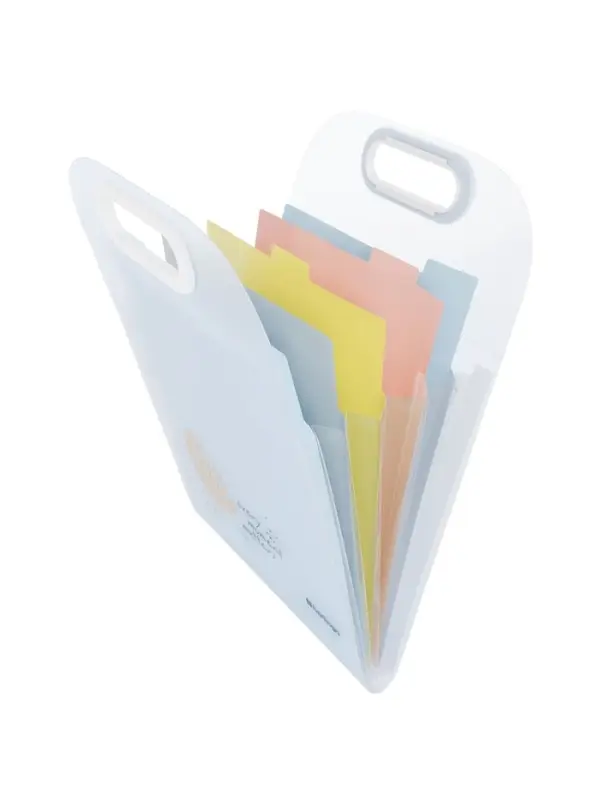 Папка А4 Eco, 6 отделений, 650 мкм, вертикальная, с ручкой, прозрачная, с рисунком