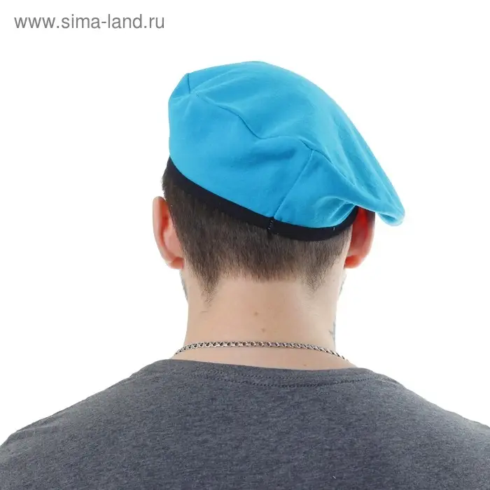 Берет с металлической кокардой, р. 54–58 см, голубой Берет с металлической кокардой, р. 54–58 см, голубой