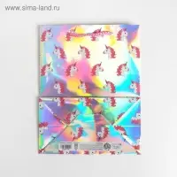 Пакет подарочный голографический, упаковка, &laquo;Единорожки&raquo;, 23 х 27 х 11.5 см