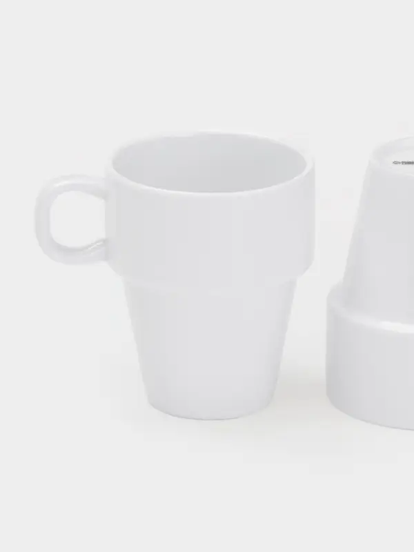 Набор кружек BellaTenero, 4 предмета: 200 мл, 9.6&times;7.3&times;8.8 см, на бамбуковой подставке, фарфор, белый