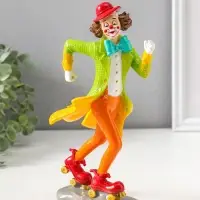 Сувенир полистоун "Клоун на роликовых коньках" яркий разноцветный 23,5 см