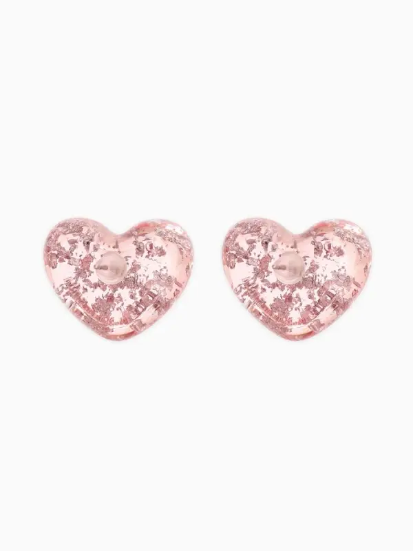 Серьги Серьги "Сердце блестка", цвет розовый с паталью серебро