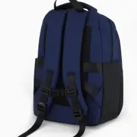 Рюкзак, 27*14*38,5 см, 2 отд 3н/карм, Комби, Водонепрон. дно, синий/черн