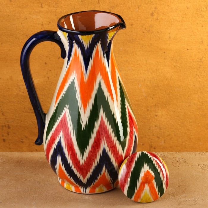 Кувшин для воды и холодных напитков Риштанская керамика Кувшин для воды и холодных напитков Риштанская керамика "Атлас", 1,7 л, с крышкой